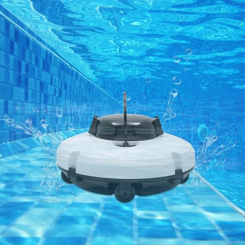Cordless Robotic Pool Vacuum Cleaner - Powerful Suction, 5200mAh Battery for 120 Minutes Runtime, Self-Parking for Above Ground & In-Ground Flat-Bottom Swimming Pools