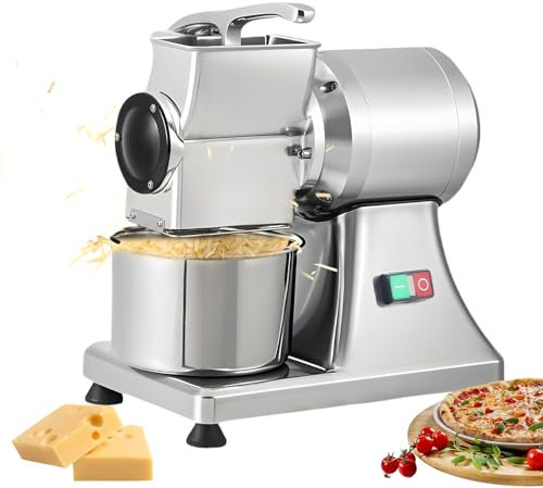 Glowdora Rallador De Queso Comercial, Cortadora De Alimentos Eléctrica, Trituradora De Alta Intensidad De 40 Kg/H, Rallador Rotatorio De 550w, Procesador Alimentos Comercial para Queso,Pan, Etc.