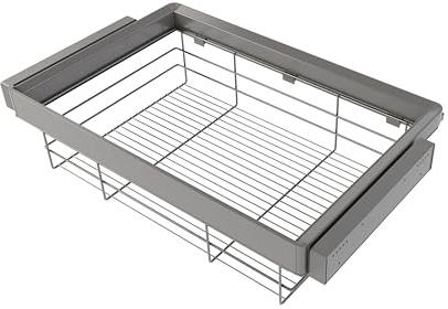 Emuca - Kit de cajón de alambre y bastidor regulable Quartz para armarios, guías de cierre suave y extracción total, Módulo 80cm, Acabado Titanio