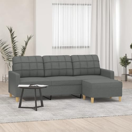 Massbinet 3-Sitzer-Sofa mit Hocker Dunkelgrau 180 cm Stoff Moderne Sofa Kleine Sofacouch mit Schlaffunktion für Wohnzimmer Schlafzimmer Wohnung Büro
