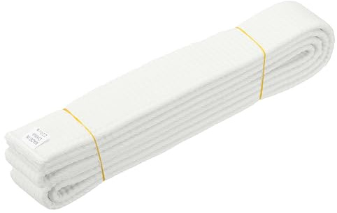 YELARXI Karate Belt, Martial Arts Ranking Belts Solid Cotton Double-Layered Core Long Soft Uniform Training Equipment Fitting for (Taekwondo/Karate/Judo/BJJ/Competition) 7.2 ft & White