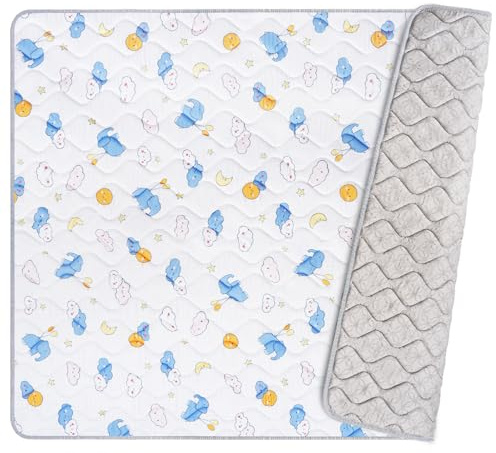 FREEAMG 150x180CM Krabbelmatte Baby, 2 cm Dicke Spielmatte Baby, rutschfeste Krabbeldecke, Maschinenwaschbare Babymatte Kindermatte (Elefanten Design)