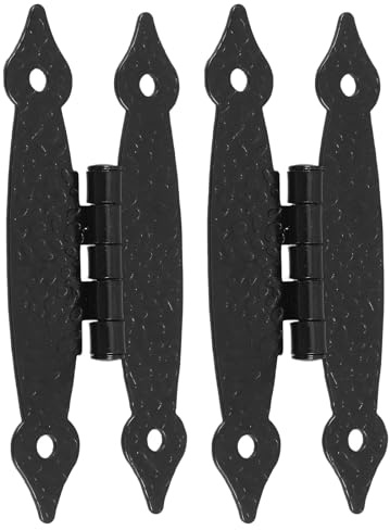 CHILDWEET 2pcs Antique Iron Cabinet Door Hinges Decorative Flush Mount Vintage Hinges for Cupboard Wooden Box Easy Installation Hardware
