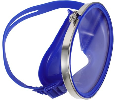 VICASKY Anti-fog Single Lens Diving Mask for Outdoor Underwater Fishing, Blue Stainless Steel Frame with Pvc Tempered Glass, Portable Waterproof Swim Goggles for Men and Women
