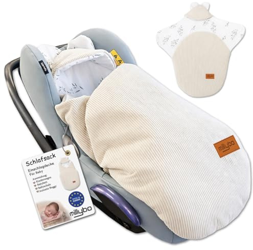 Millybo Baby Fußsack Einschlagdecke für Babyschale und Kinderwagen (Beige)