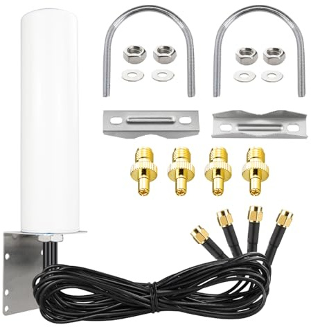 BOOBRIE 4x4 MIMO 4G LTE 5G Antenne 600-6000 MHz Rundstrahl-WLAN-Antenne mit SMA TS9-Anschluss 3 m RG58-Kabel für T-Mobile Home Internet Verizon AT&T Modem Router Gateways Hotspot Mobilfunk