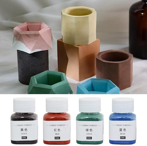 Concrete Pigment 4pcs 30ml Cement Power Oxide Pigment Powder Long-Lasting Highly Concentrated Colour Pigments for Cement Mortar Grout Gypsum Water-Based Paint Plaster