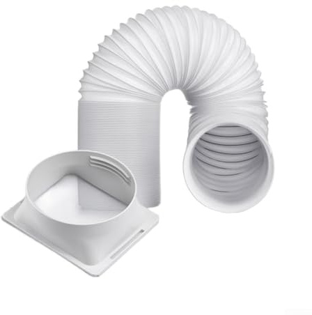 Tubo di scarico per condizionatore con connettore quadrato, costruzione in ABS e polipropilene, lunghezza regolabile per camera da letto, soggiorno, ufficio (giunzione + tubo da 150 cm)