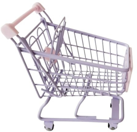 MagiDeal Mini Shopping Cart Toy Grocery Cart Role Playing Funny Interactive Ornament Supermarket Handcart Trolley Utility for Children, Purple