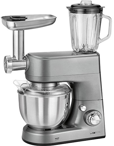 Clatronic KM 3648 leistungsstarke multifunktionale Küchenmaschine, 1000 W, 5 L Edelstahlrührschüssel, titan