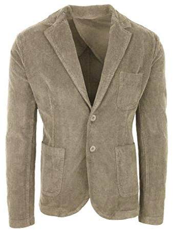Evoga Giacca Blazer Uomo Sartoriale Casual Elegante in Velluto (XL, Beige)