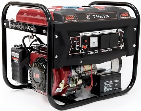 T-MAX Portable Petrol Generator 6000-WE ~ 3.2 KVA 8HP ~ Quiet Power Electric Key Start (Electric Key Start/Recoil Start)