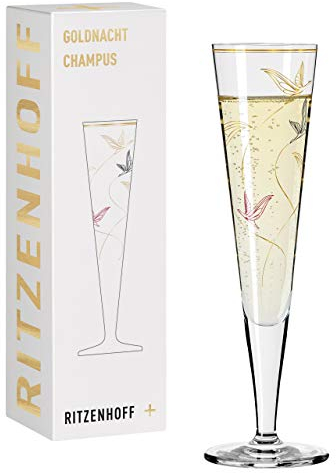 RITZENHOFF 1071017 Champagnerglas 200 ml - Serie Goldnacht Nr. 17 - Edles Designerstück mit Echt-Gold - Made in Germany