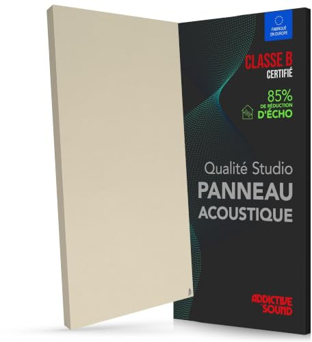 Addictive Sound Panneau Acoustique Mural Premium 100x50x6 cm, Beige | Classe B · laine Isover · kit mur/plafond inclus
