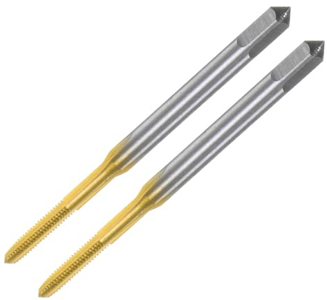uxcell 2pcs Metric Thread Taps M2 x 0.4 H2 Titanium Coated High Speed Steel Straight Flute Screw Thread Milling Machine Taps Threading Tapping Repair Tool
