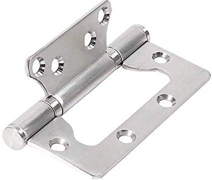 LXYDPZ Türscharniere, Fensterscharniere, 4er-Packung, nutenfreie, bündige Scharniere ohne Einsteckschloss, Edelstahltür, sanfte Bewegung und stumme Lager für Schranktüren (Silber, 10,2 cm)