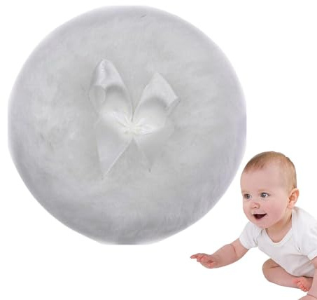 Houppette à poudre ronde ultra douce pour le visage et le corps avec nœud en ruban | Applicateur de poudre corporelle pour bébé, enfant et adulte, outil de maquillage pour la maison et les voyages