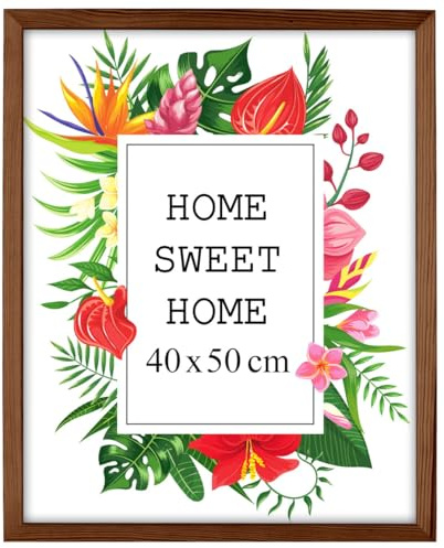 MG Design Braun Bilderrahmen 40 x 50 cm – Aus echtem Holz mit Acrylglas, zum Aufhängen & Aufstellen, für Fotos, Poster & Puzzle