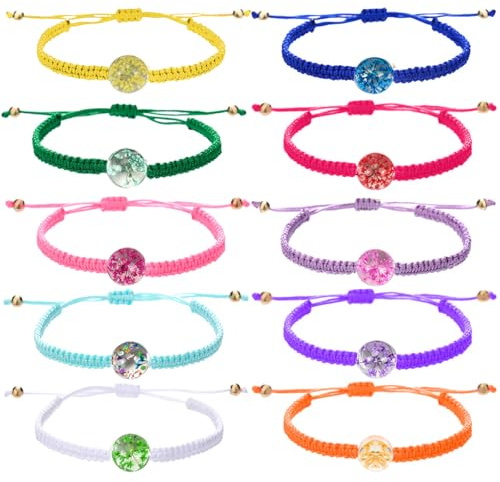 10 st vänskapsarmband för flickor, damarmband, personliga armband, justerbart flätat handgjort armband, flätade blommor armband, festpresent till familj, vän, hampa och bomullsrep