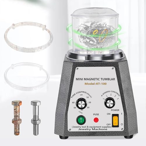 Magnetic Jewelry Polisher, Professional Magnetic Tumbler Jewelry Polisher Finisher Machine, Mini Magnetic Tumbler 2000rpm Adjustable Speed with Timing Function