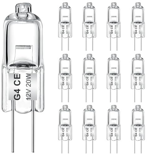 AUZOSL Hochwertige G4 Halogenglühbirne 12 Stück, 20W, 2700K Energiesparendes Leuchtmittel für helle Beleuchtung in Wohnräumen, Büros und Geschäftsräumen (20W)