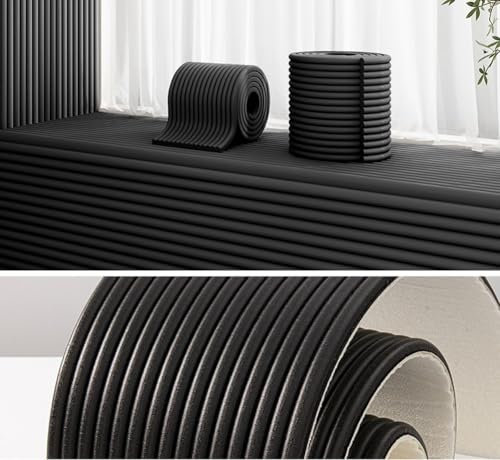 MUMUXIAO Paneles de pared acolchados de 200 x 20 cm, autoadhesivos, 3D, anticolisión, protección de cabecera tapizada, cojín decorativo de pared para dormitorio (negro)