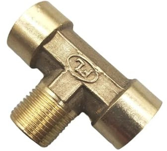 Brass Hose Barb Fittings, Pneumatic Plumbing Brass Pipe Fitting Male/Female Thread 1/8 1/4 3/8 1/2 BSP Tee Type Copper Fittings Adapter(FMF,1/2)