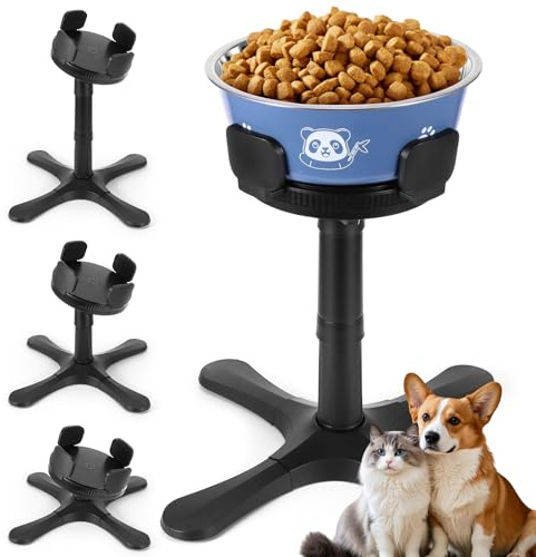 Adjustable Elevated Dog Bowl Raised Dog Bowl, Elevated Dog Bowls with Stand Heights and Tilted Adjustable for Various Dogs (Bowl Include)