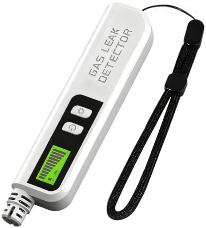 Rilevatore Gas e Monossido di Carbonio, Rilevatore Metano per GPL/Gas Naturale/Carbone, Monitor di Metano e Propano Butano, Portatile con Display LCD (Bianco)