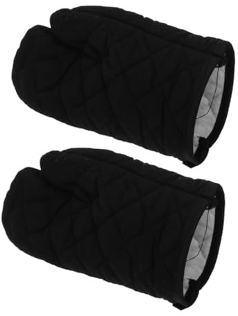 MUELODSIC 2pcs Thickened Heat Resistant Oven Mitts Cotton Kitchen Gloves for Baking Cooking Microwave Use Ergonomic Fit Machine Washable Reusable Protective Oven Gloves