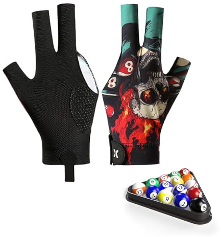 VINZOR Professioneller Billard Handschuh mit Skelett-Druck, Atmungsaktiver Pool Cue Handschuh für Präzises Spiel, Perfekte Passform und Rutschfester Griff für Snooker, Carom und Pool Billiard