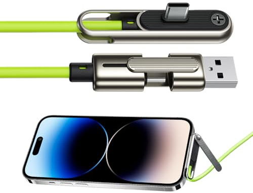Genérico Adaptador de carga invisible - Cable de carga 2 en 1 USB-A/a tipo C de 120 cm | Cargador lateral 240W con soporte para smartphones tablets | Portátil para acampar al aire, senderismo,