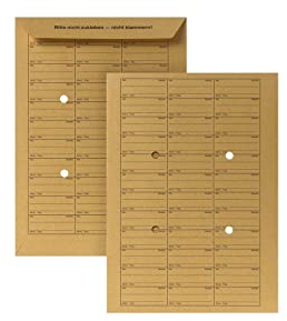 POSTHORN Versandtasche C4 (250 Stück), ungummierte Hausposttasche, braune Umlaufmappen mit Tabellenaufdruck und praktischer Sichtlochung, 324 x 229 mm, 110g/m²