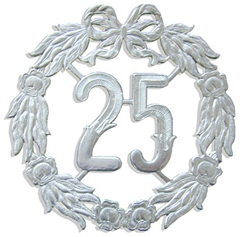 Kunze A013070252 Jubiläumszahl 25, Ø 27 cm, Silber