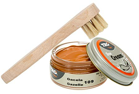 Langlauf Schuhbedarf TRG Schuhcreme mit Auftragsbürste I Lederschuh Pflege Set I Schuhputzsets Leder, Schuhbürstenset, Schuh Reinigung Set, Lederpflege Set (gazelle 109)