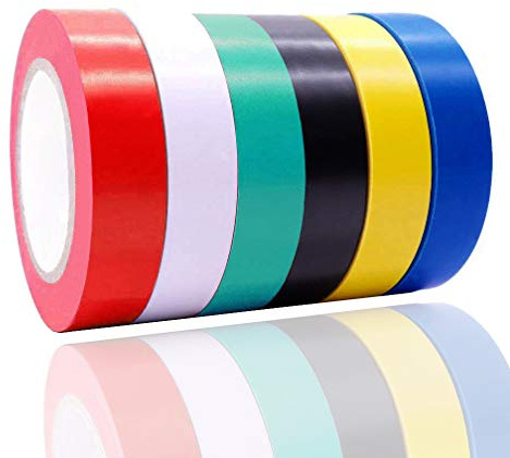 ALBOYI 6 Rolls Electrical Tape Mixed Colours, 17mm x 9m Self-Adhesive PVC Insulation Tape for Electrical Repairs, Cable Protection and Colour Coding