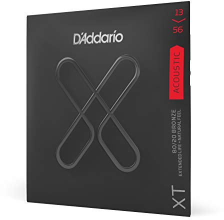 D'Addario Gitarrensaiten Akustikgitarre | Gitarrensaiten Westerngitarre | Premium beschichtete, langlebige Saiten für Westerngitarre | XTABR1356 | 80/20 Bronze | Medium (13-56)