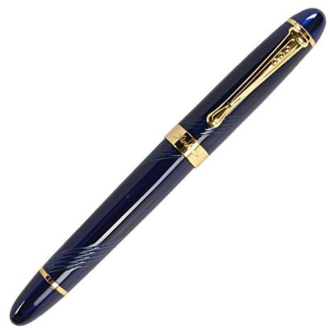 Jinhao X450 Füllfederhalter, Blaues Marmor-Design, Mittlere Federstärke und Goldakzente, 16 Stile