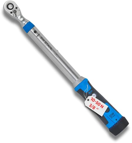 SW-Stahl 03872L Clé Dynamométrique Professionnelle 3/8 Pouces, 10-50 Nm | Outil avec cliquet réversible à 48 dents, précision de +/- 4%, certificat d'étalonnage et réglage numérique direct.