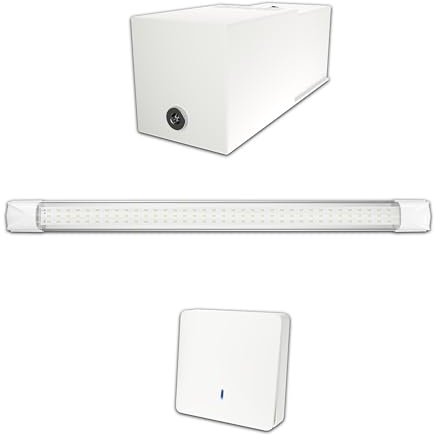 Éclairage led puissant sans fil sur batterie rechargeable pour Garage, Box sous sol, Cave, local sans électricité - Lampe lumière autonome puissante 1100 lm, Prêt à poser et Sans Travaux -Autonomie 7h