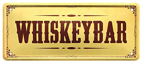 Blechschild Whiskeybar - Deko Schild Kneipe, Bar, Pub - Metallschild für Whiskey Genießer - Geschenk Beilage für Whisky Set - schottischer, amerikanischer, irischer Whisky - Western Deko - 28x12cm