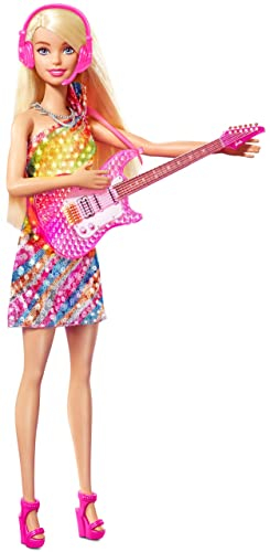 Barbie GYJ23 - Bühne frei für große Träume Malibu Puppe (ca. 30 cm groß, blond) mit Musik, Lichtern, Mikrofon und Zubehörteilen, Geschenk für Kinder von 3 bis 7 Jahren