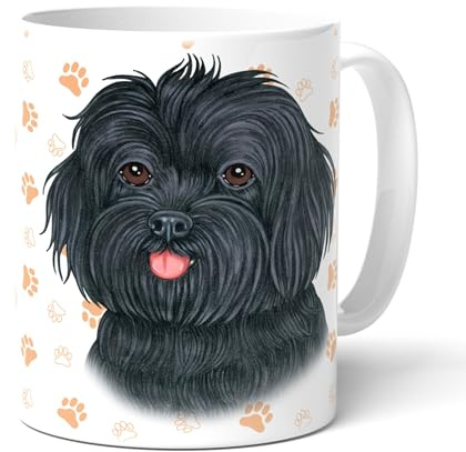 BOLONKA ZWETNA - Kaffeebecher, Becher mit Griff. Tasse mit passenden Text und Bolonka Zeichnung. Teetasse aus Keramik. Geschenk für Frauchen, Herrchen und alle Hunden Liebhaber.