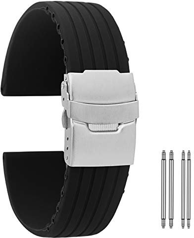 ZXF Uhrenarmband, Weiß Silikon Armband 18mm 20mm 22mm 24mm Durable Wasserdicht Armband Uhr Band Silikon Gummi Uhrenarmband (Color : A, Size : 24mm)
