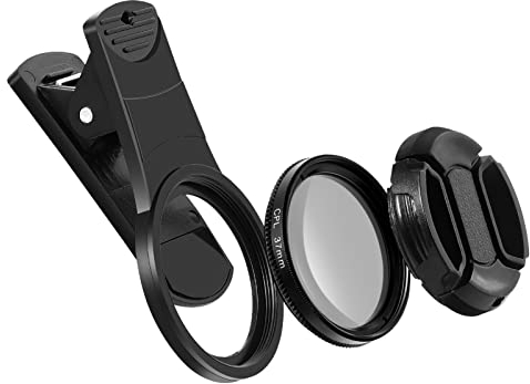 UKCOCO Clip-on Phone CPL Filters: 37mm Clip-on CPL Phone Camera Lens Filter Universal Circular Polarizer Lens Eliminate Reflections Enhance Colors Minimize Glare