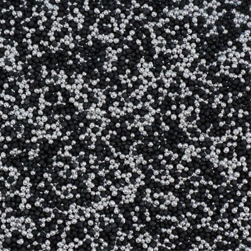 Streuselheld Schwarz Silber 40g Nonpareille Zuckerstreusel | festlicher Sprinkles-Mix als edles Topping für Torten, essbare Deko-Streusel für Muffins, Cupcakes und Geburtstagskuchen