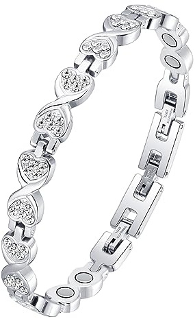 Jeracol Titanstahl-Magnetarmband für Damen, Infinite Love Design Damen-Magnetarmband mit extrem starken 3800 Guass-Magneten, mit Werkzeug zum Entfernen und Geschenkbox (Kristall)