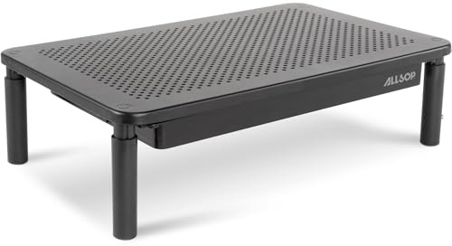 Allsop Metal Art Tri Level Stand, for 27 Monitors, 14.5 X 9.25 X 4.13 to 5.75, Black, Supports 30 Lb