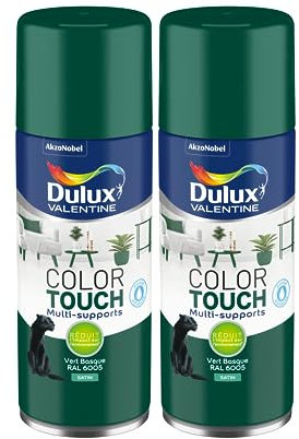 Dulux Valentine Peinture Intérieure et Extérieure Aérosol Color Touch - Satin Vert Basque 400 ml - Lot de 2