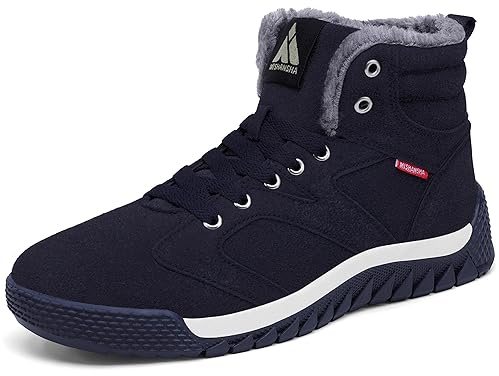 Mishansha Herren Damen Winterschuhe Warm Gefüttert Schneestiefel Winter Outdoor Boots Winterstiefel Dunkel Blau 43 EU
